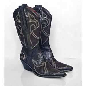 Donald J. Pliner Black and Silver Heeled Boots